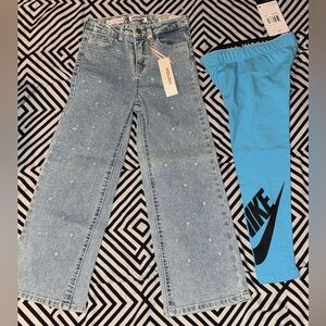 BNWT Girls studded jeans and Nike tight